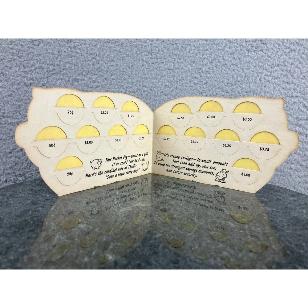 Vintage 50s Anthropomorphic Pocket Pig Quarter Savings Book Kingsport Tennessee
